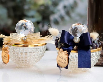 Personalized Crystal Glass Candy Dish: Wedding Party Favor