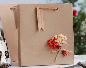 Custom Floral Wedding Favor Bags: Kraft Welcome Gift Bags