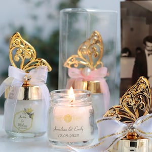Unique Butterfly Lid Candle Favors | Luxury, Elegant & Rustic Styles for Wedding Gifts for Guests