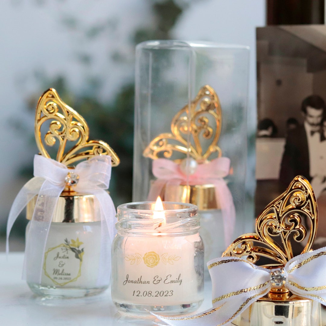 Luxury Baby Shower Favors Elegant Butterfly Lid Candles Unique Candle