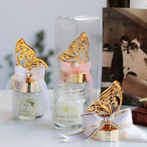 Wedding Candle Favor | Elegant Candle Favor |  Rustic Wedding Favor Candle with Butterfly Lid | Gifts for Guests in Bulk, Luxury Favors