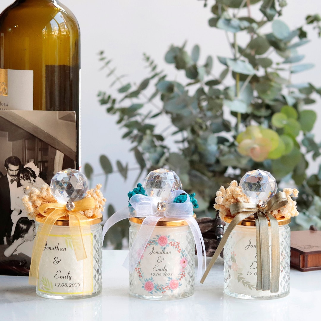 Crystal Glass Wedding Candle Favors | Personalized Thank You Gifts - Etsy
