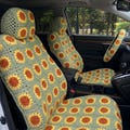 Crochet Car Seat Covers & Steering Wheel Cover Set, Granny Square Sunburst Car Accessories, Handmade Boho Car Interior Decor product logo