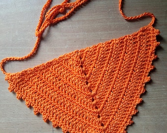 Crochet Bandana Headscarf, Cotton Triangle Hair Scarf, Boho Head Wrap, Summer Hair Accessory, Custom Colors Available