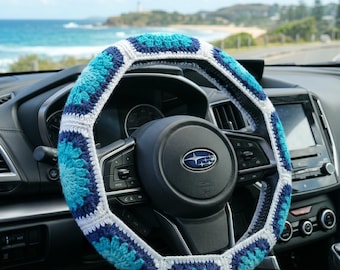 Crochet  Steering Wheel Cover, Car Decor Full Set, Granny Square Seat Covers, Boho Car Accessories, Handmade Interior Set