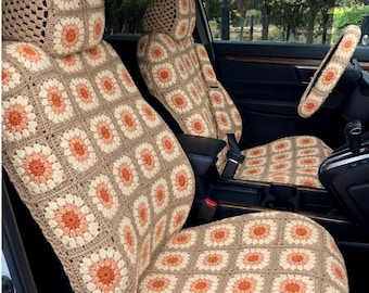 Crochet Car Seat Cover CUSTOM, Crohet Car Steering Wheel Cover, Cute Crochet Car Accessories,Crochet Car Decor,Seat Cover for Car