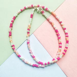 Seed Bead Necklace, Beaded Necklace, Seed Bead Jewelry,Random colorful seed bead necklacebirthday gift for friend