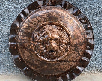 Medieval Unique Buckler Battle Lion Face Shield Antique Medieval Cosplay & Display Shield