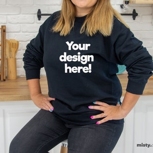Gildan 18000 Mockup | Gildan black Sweatshirt Mockup | Sweatshirt Mockup | Gildan black | Gildan 18000 model mockup | GILDAN SF000