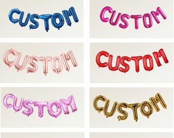 Custom Balloons Banner Any Phrase Name 16" Silver, Gold, Black, Red Mylar Balloons, Letter Number foil balloons Custom NAME