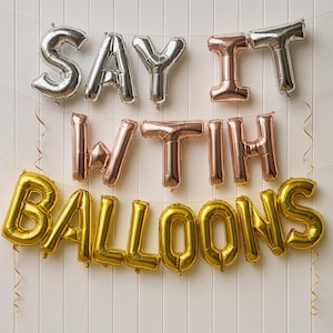 Globos personalizados de aluminio de oro rosa, oro, plata, azul, negro, rojo y rosa, letras y números para cumpleaños, aniversarios, globos de 16"