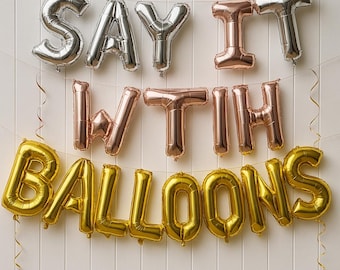 Custom Balloons Foil Rose Gold/Gold/Silver/Blue/Black/Red/Pink Balloon Letters Numbers Birthday Anniversary 16" Ballons