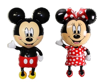 Globos 4D de Mickey Mouse y Minnie Mouse, globos de aluminio, especialmente para decoración de fiestas de cumpleaños infantiles.