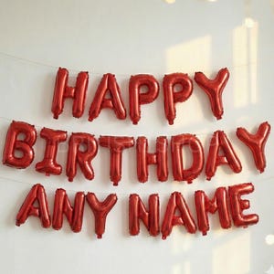 Palloncini personalizzati HAPPY BIRTHDAY, striscioni con lettere dorate, decorazioni per feste, palloncini in lamina autogonfiabili RED