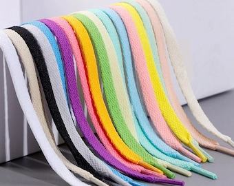 Par de cordones planos de 10 mm de ancho y 100 cm de color liso para zapatillas deportivas, cordones de baile cortos y extra largos para botas y zapatillas deportivas