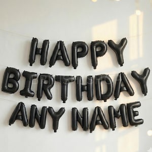 Palloncini personalizzati HAPPY BIRTHDAY, striscioni con lettere dorate, decorazioni per feste, palloncini in lamina autogonfiabili Black