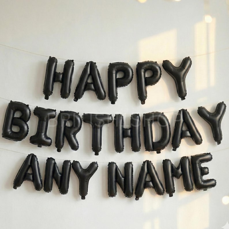 Palloncini personalizzati HAPPY BIRTHDAY, striscioni con lettere dorate, decorazioni per feste, palloncini in lamina autogonfiabili Black