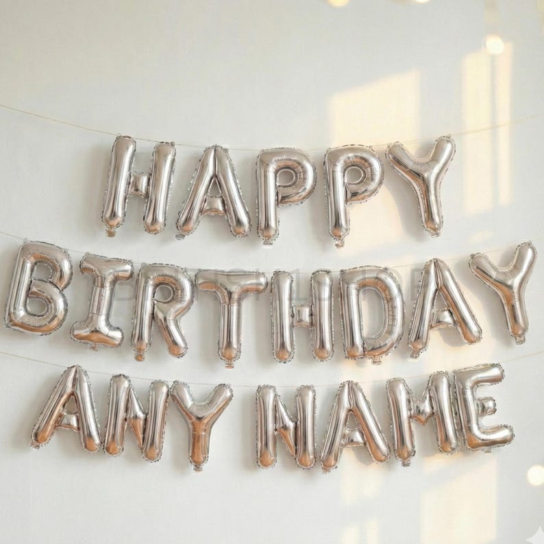 Palloncini personalizzati HAPPY BIRTHDAY, striscioni con lettere dorate, decorazioni per feste, palloncini in lamina autogonfiabili Silver