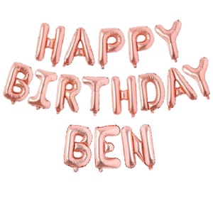 Rose Gold Personalize Foil Balloons Happy Birthday Set