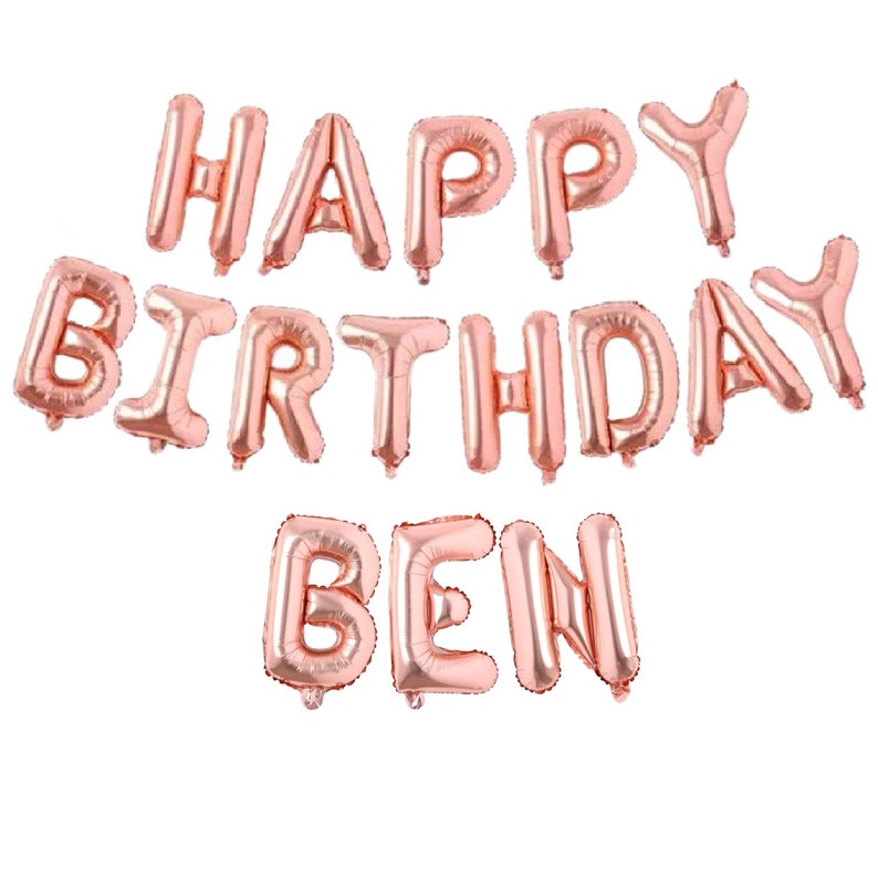 Rose Gold Personalize Foil Balloons Happy Birthday Set