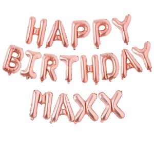 Rose Gold Personalize Foil Balloons Happy Birthday Set