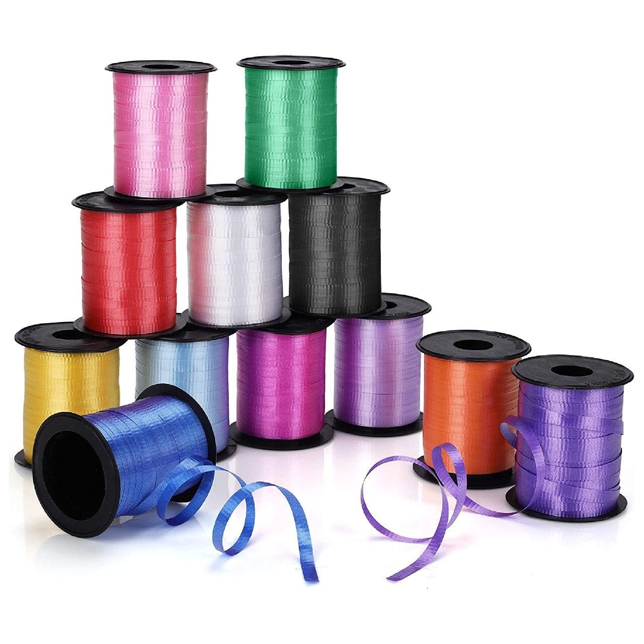 Curling Ribbon, W: 10 mm, Glossy, Blue, 250 M, 1 Roll