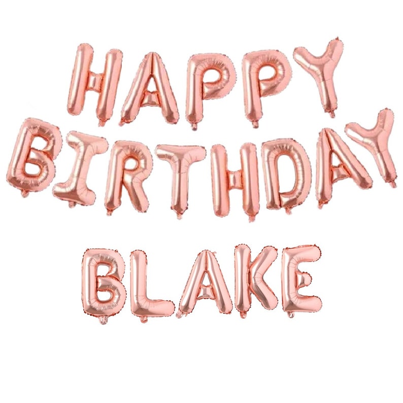Rose Gold Personalize Foil Balloons Happy Birthday Set