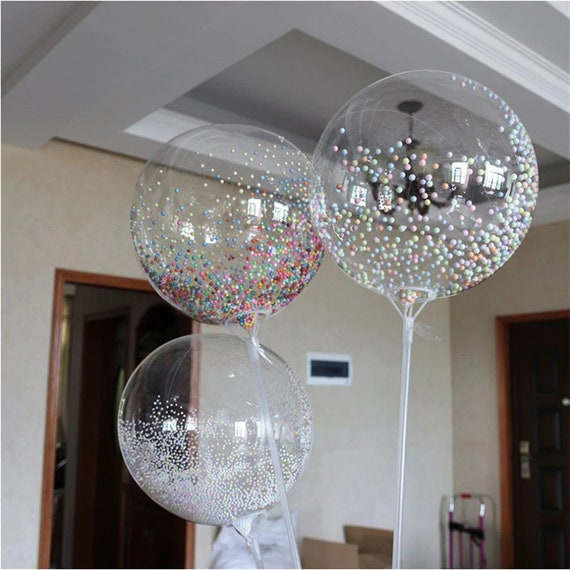 Transparante Ballonnen Gekleurde Pastel Hartjes Print (6st