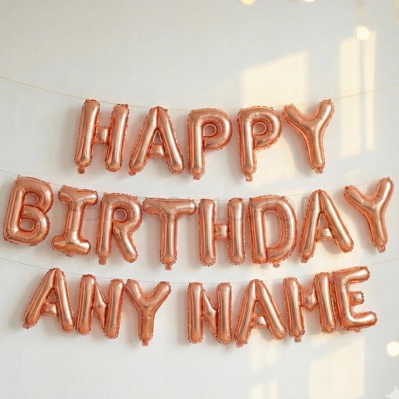 Palloncini personalizzati HAPPY BIRTHDAY, striscioni con lettere dorate, decorazioni per feste, palloncini in lamina autogonfiabili RoseGold