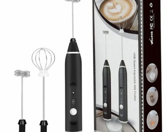 USB rechargeable portable electric milk frother multi speed whisk egg beater coffee machine