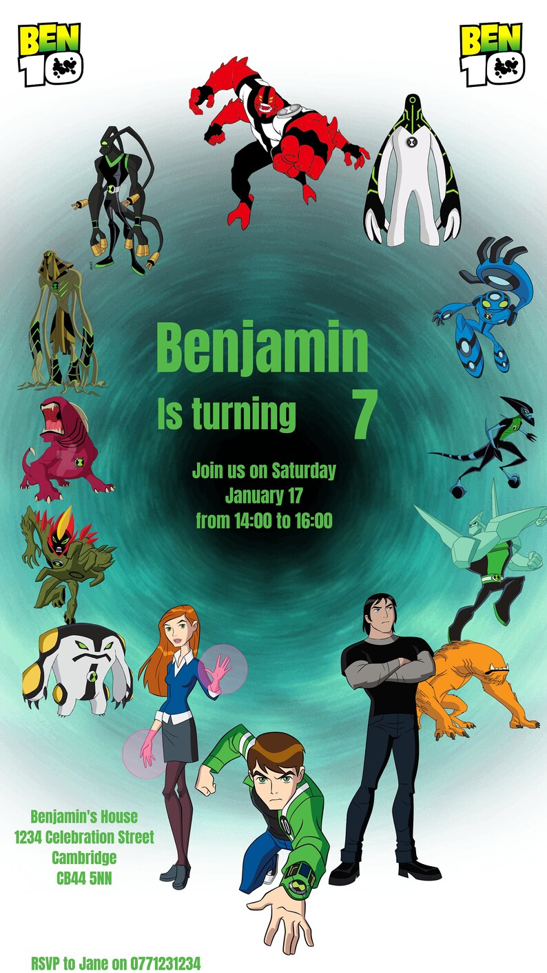 Editable Ben 10 Birthday Invitation Template Printable Ben10 - Etsy
