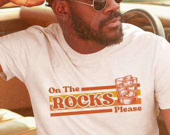 On The Rocks Please Tee, Whiskey Lover Gift, Bourbon Lover Gift, Retro Whiskey Shirt, Fathers Day Tee, Drinking Shirt