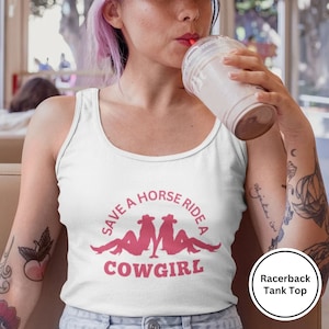 Save a Horse Ride a Cowgirl Tank Top, LGBTQ Western Pride