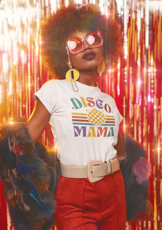1970s Disco Mama Shirt 70s Outfits For Women Disco Queen Tee 1970s Disco Mama Shirt 70s Outfits For Women Disco Queen Tee