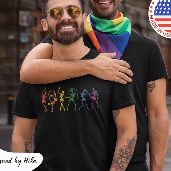 Dancing Skeleton Pride Shirt, LGBT Shirt, Gay Pride, Rainbow Gay Valentine Gift, Lesbian Skeleton, Gay Skeleton, Pride Month Shirt, Gift