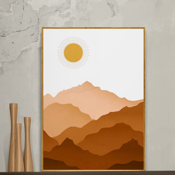Poster para imprimir montañas |  Poster moderno montañas | Mid-century | Poster boho | Regalo