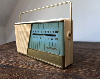 Golden Fifties radio - vintage transistor - light blue and gold-  Telefunken 3971 Famulus - 1958 -