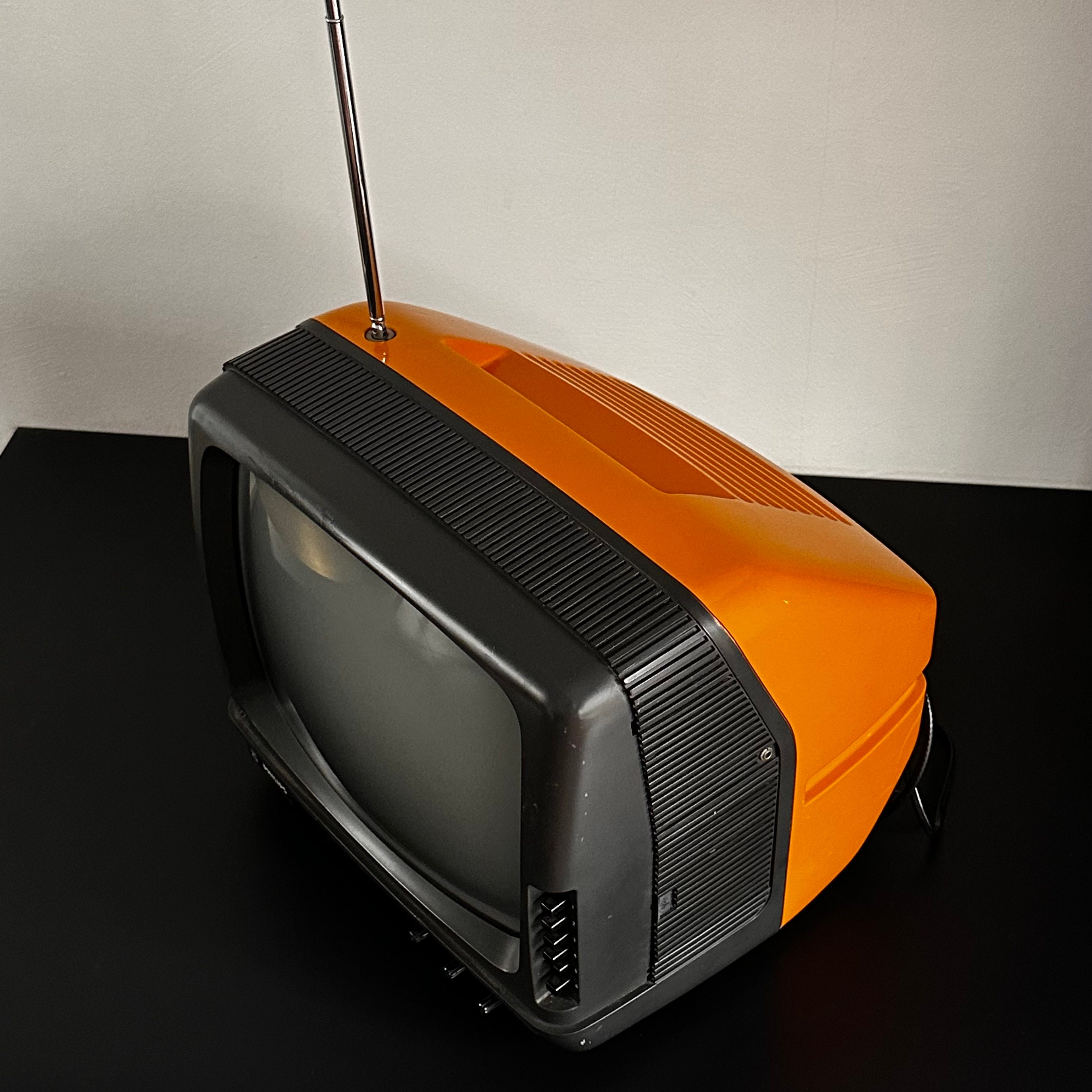 70s Vintage Yellow/ Light Orange Mini Tv - Philips TX 12B710