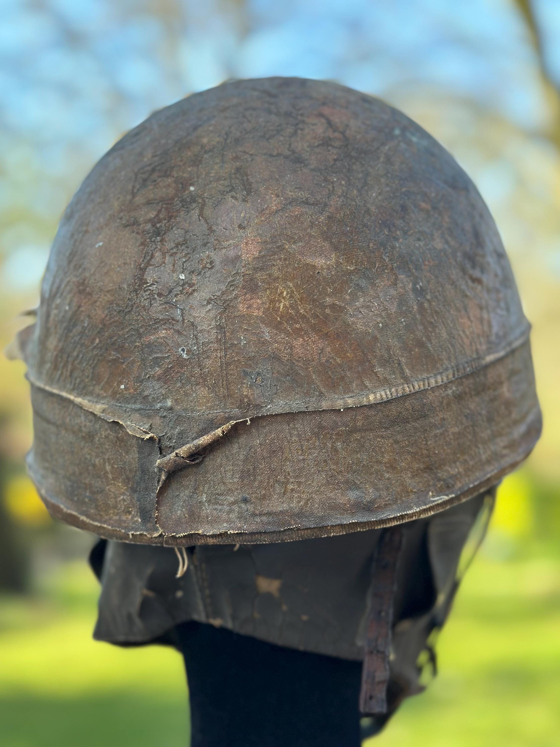 Vintage Cork Motorcycle Helmet With Leather Aviator Cap: 1930s-40s
