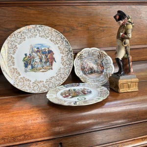 Napoleon Decorative Plate Set: Malmaison Style Gilded Porcelain