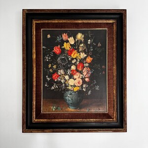 Vintage feux d'artifice de fleurs - reproduction d'art Breughel - nature morte florale - détail coccinelle