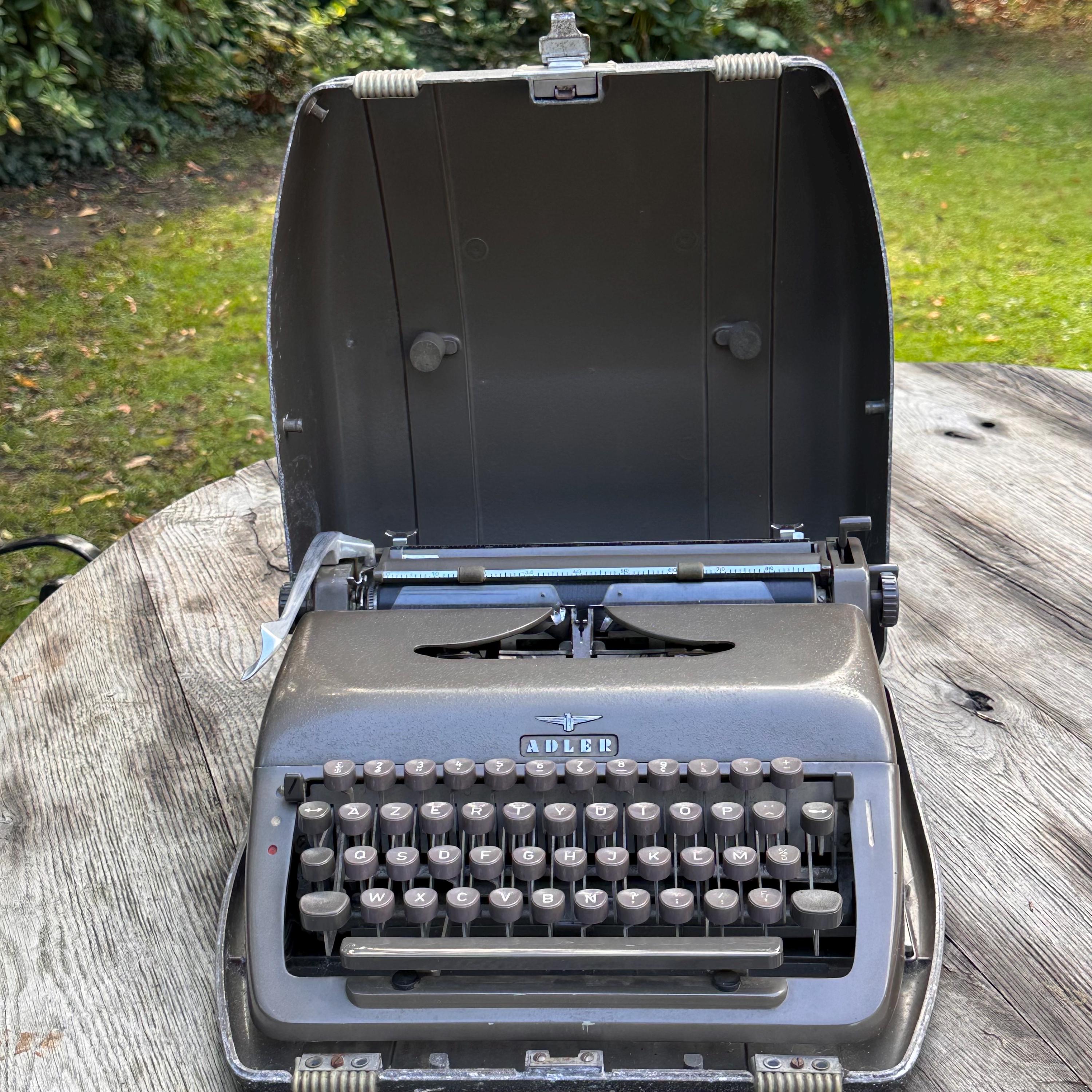 Vintage Adler Typewriter With Original Carrying Case – German Mid