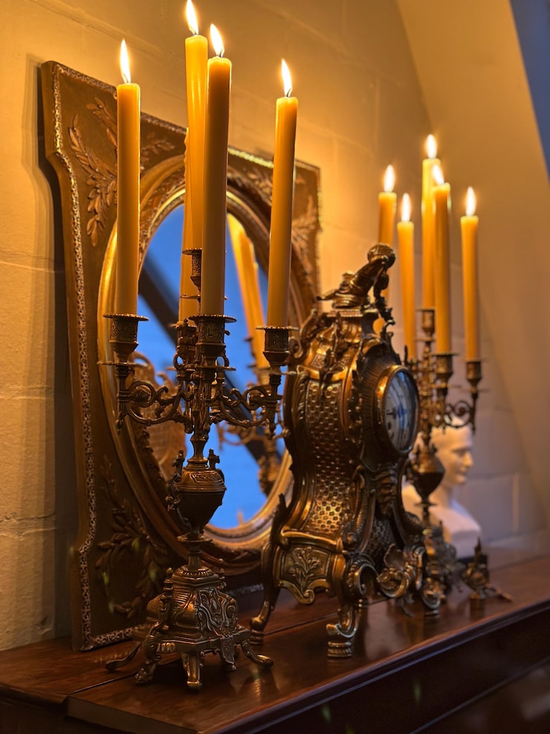 Vintage Rococo Revival Clock Garniture Set – Ornate Candelabra, Hermlé ...