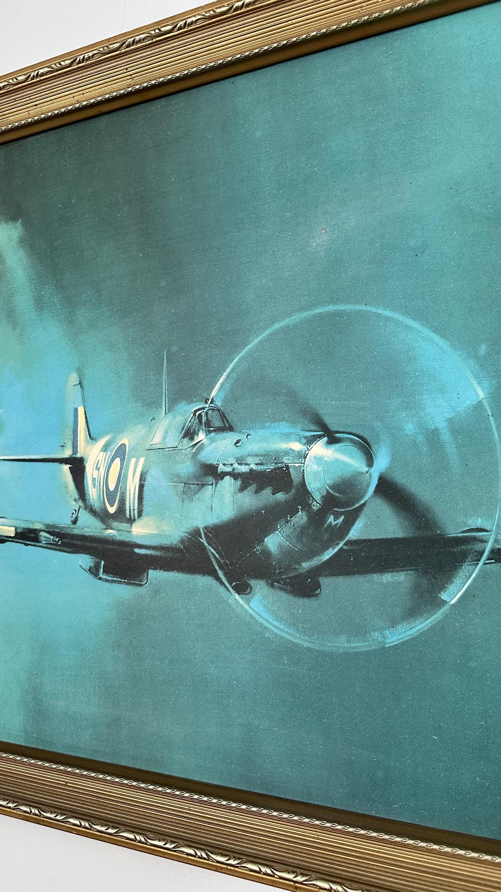 Large Vintage Spitfire Wall Art – 1978 Barrie A.F. Clark Aviation