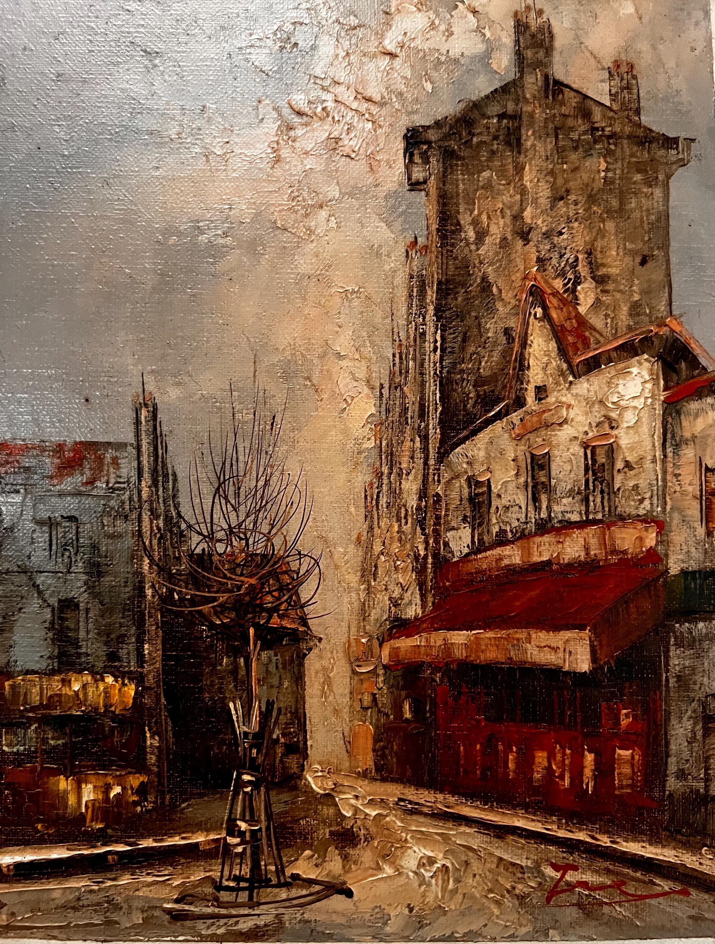 Yoichi Tamaki Paris Oil Painting – 1980 Impressionist Street Scene