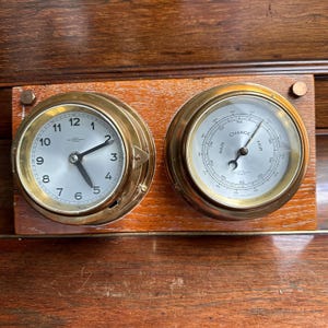 Wempe Hamburg Brass Ship Clock & Barometer Set – Vintage Nautical