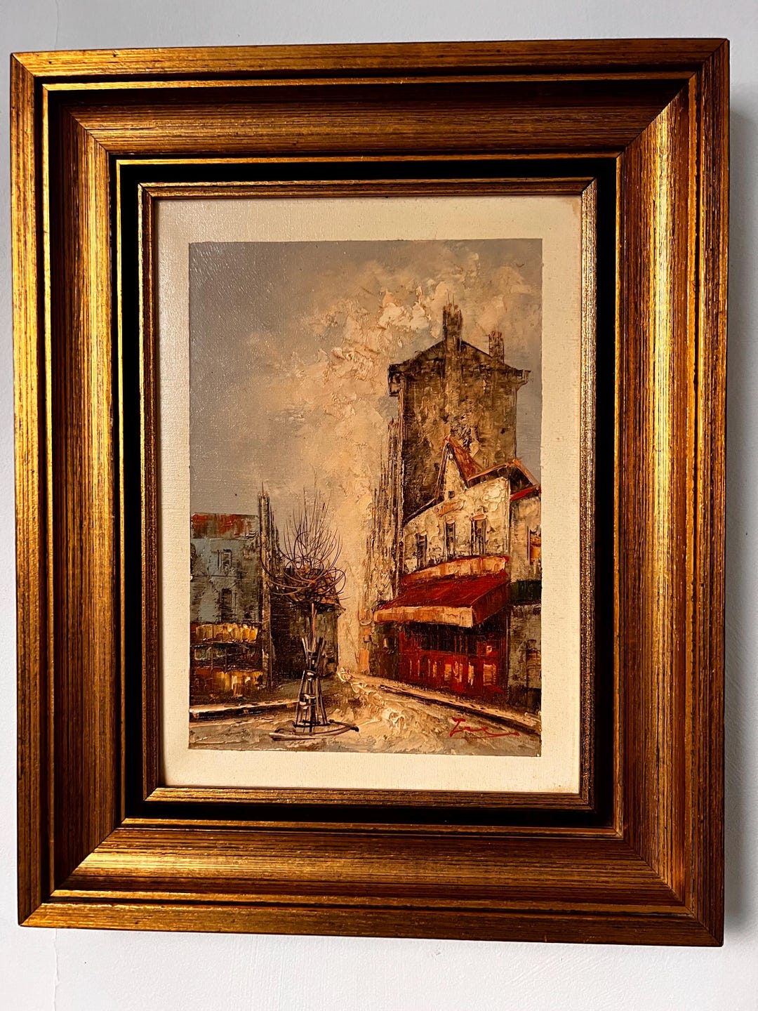 Yoichi Tamaki Paris Oil Painting – 1980 Impressionist Street Scene
