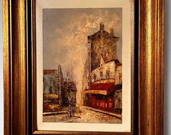 Yoichi Tamaki Paris Oil Painting – 1980 Impressionist Street Scene