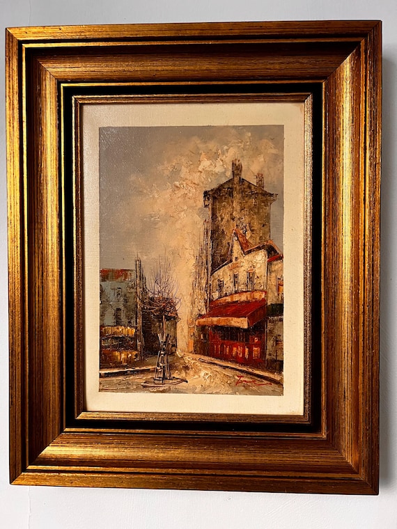 【F15号】分光 油画 原画 oil paintings Yoichi Tamaki Paris Oil Painting – 1980 Impressionist Street Scene