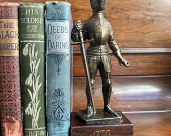 Vintage Brass Knight Statue – Medieval Armored Figurine, Library Decor